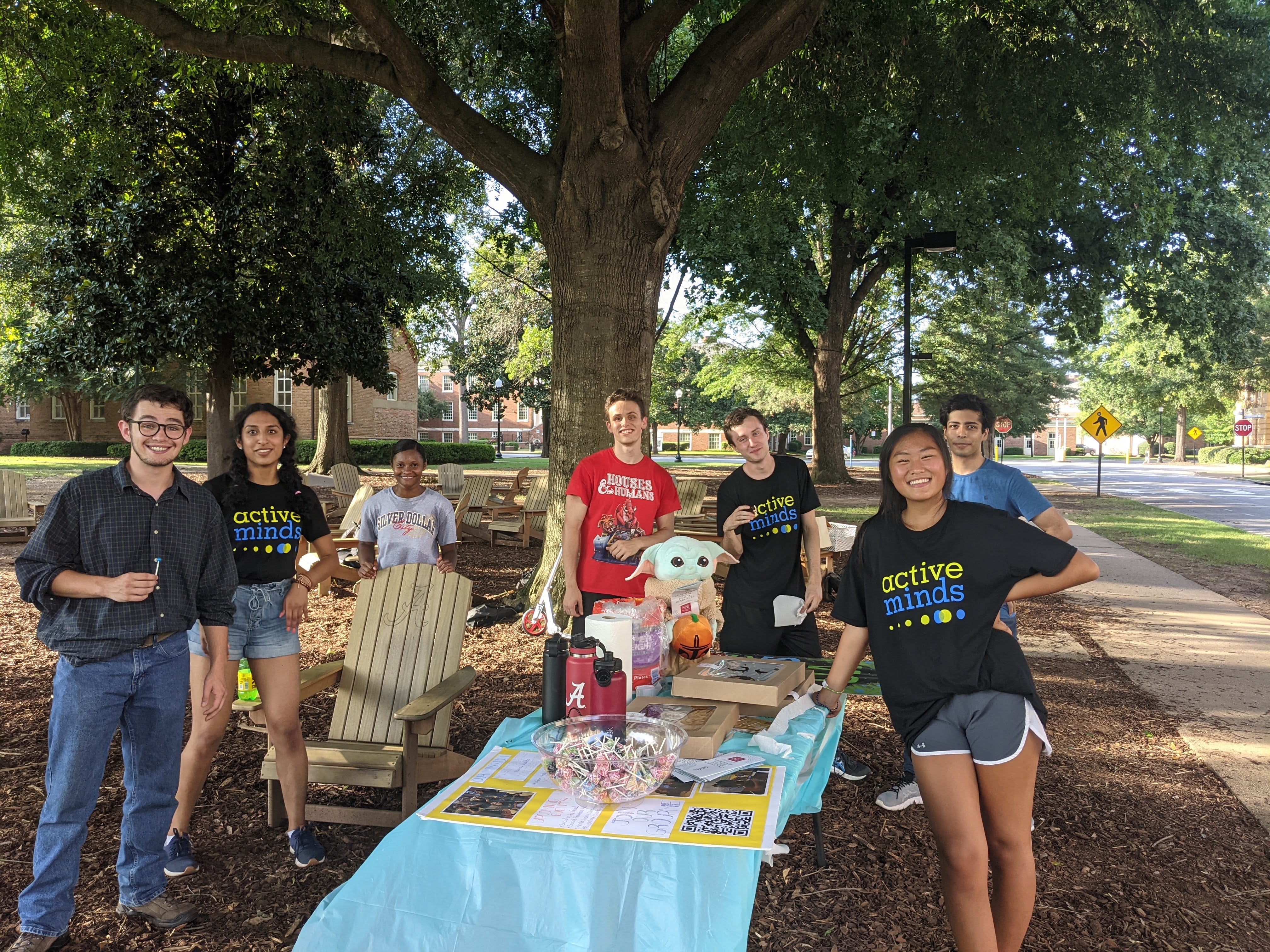 Group standing around table